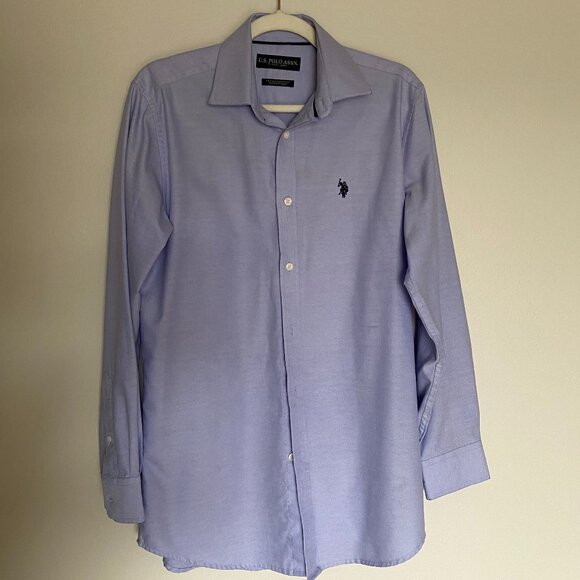 U.S. Polo Assn. Men's Wrinkle-Resistant Shirt, Ice Blue, Size 14 1/2 Neck - Picture 2 of 8